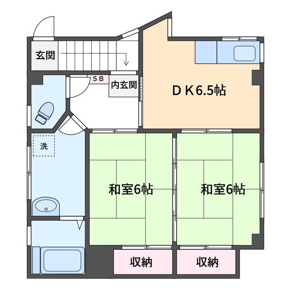 清田アパート(2DK/3階)の間取り写真