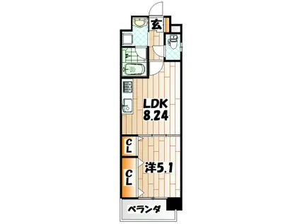 インフィールド枝光(1LDK/4階)の間取り写真