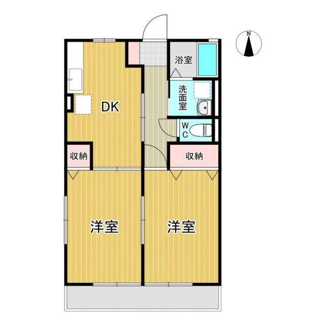 ハイムK(2DK/2階)の間取り写真