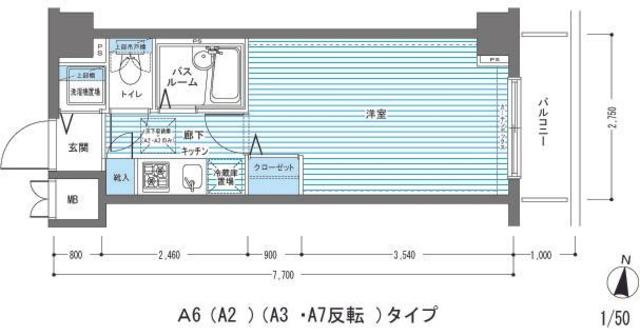 レジディア多摩川(1K/1階)の間取り写真