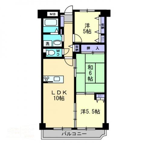 プロスパー三条(3LDK/7階)の間取り写真