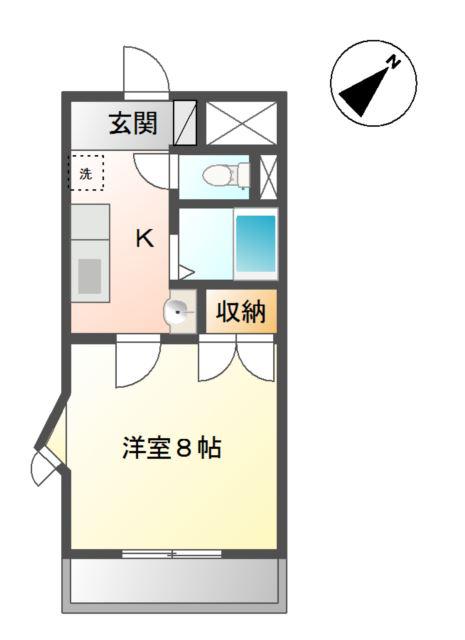 グランドール壱番館(1K/2階)の間取り写真