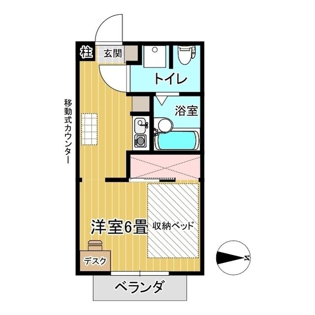 ホワイトプラムVII(1K/2階)の間取り写真