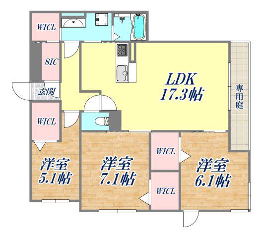 プチ ドルチェ(3LDK/1階)の間取り写真