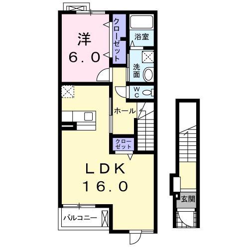 アザレア壱番館(1LDK/2階)の間取り写真