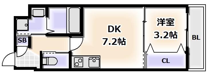 テラ我孫子西(1DK/4階)の間取り写真