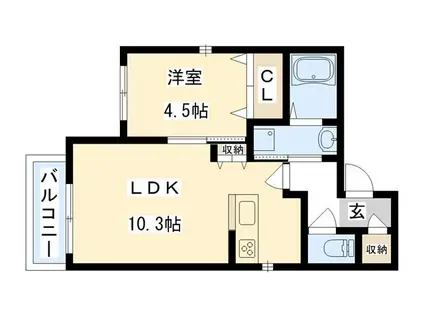 フローレンス森小路(1LDK/2階)の間取り写真