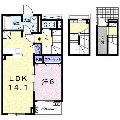 メイプル ヒルズ(1LDK/3階)の間取り写真