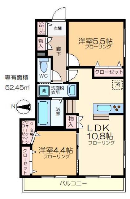 LE CHARBON(2LDK/2階)の間取り写真