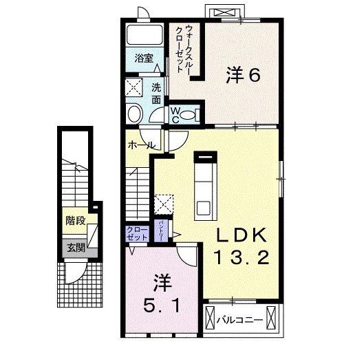 グリーンビラ C(2LDK/2階)の間取り写真
