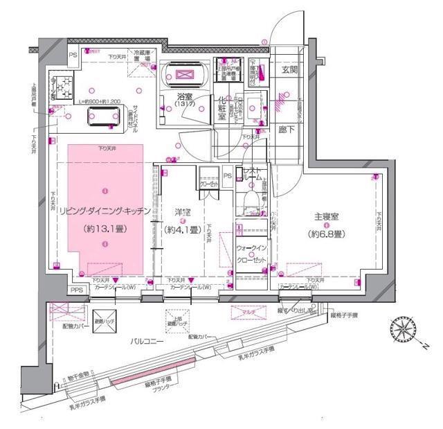 ディアナコート小石川播磨坂レジデンス(2LDK/4階)の間取り写真