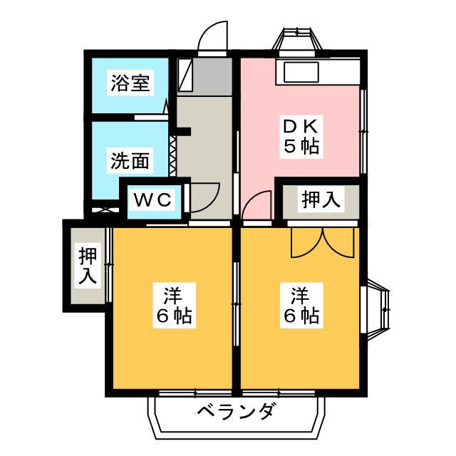 メゾンK IV(2DK/2階)の間取り写真