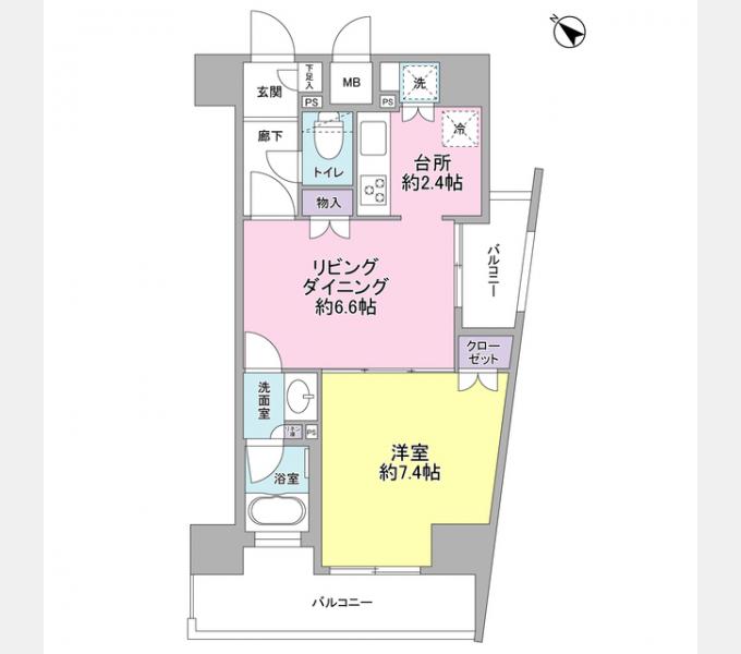 コンフォリア三宿(1LDK/9階)の間取り写真