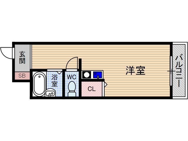 メイプルヴィラ茨木Ⅱ(ワンルーム/2階)の間取り写真