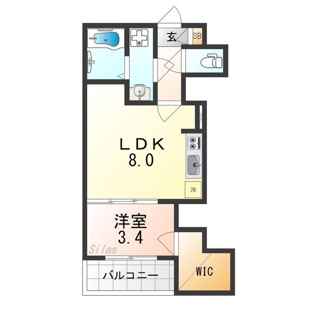 ジーメゾン泉大津スフィール(1LDK/3階)の間取り写真