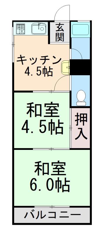 めぞんかもめ(2K/2階)の間取り写真
