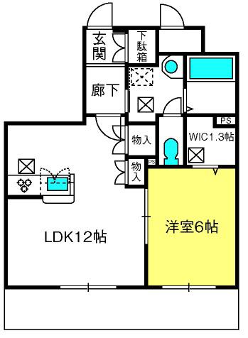 シャルマン南鳩ヶ谷(1LDK/3階)の間取り写真