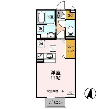 ルイブラン(ワンルーム/1階)の間取り写真