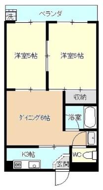 PALMIZIO東三国(2DK/3階)の間取り写真
