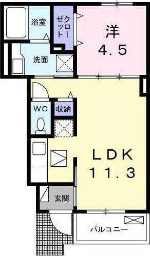 ボヌール(1LDK/1階)の間取り写真