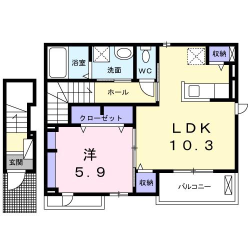 アマービレ 参(1LDK/2階)の間取り写真