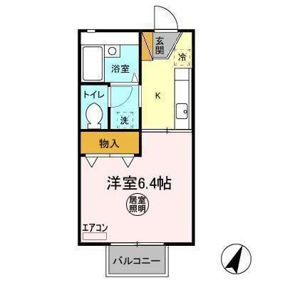 セジュール久津見(1K/2階)の間取り写真