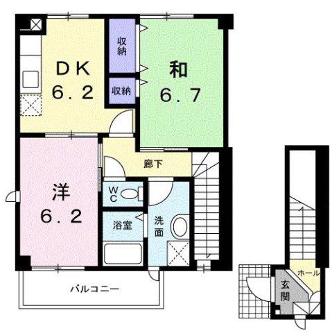 セトル上小泉(2DK/2階)の間取り写真