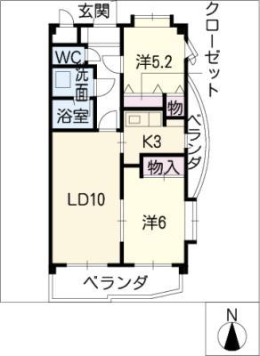マンションイトキ滝ノ水(2LDK/3階)の間取り写真