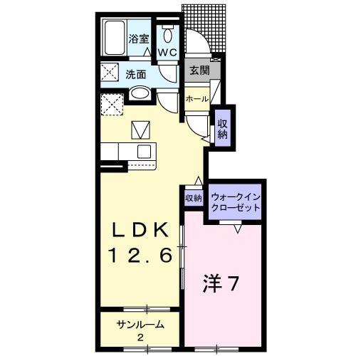 ツインスフィアI(1LDK/1階)の間取り写真