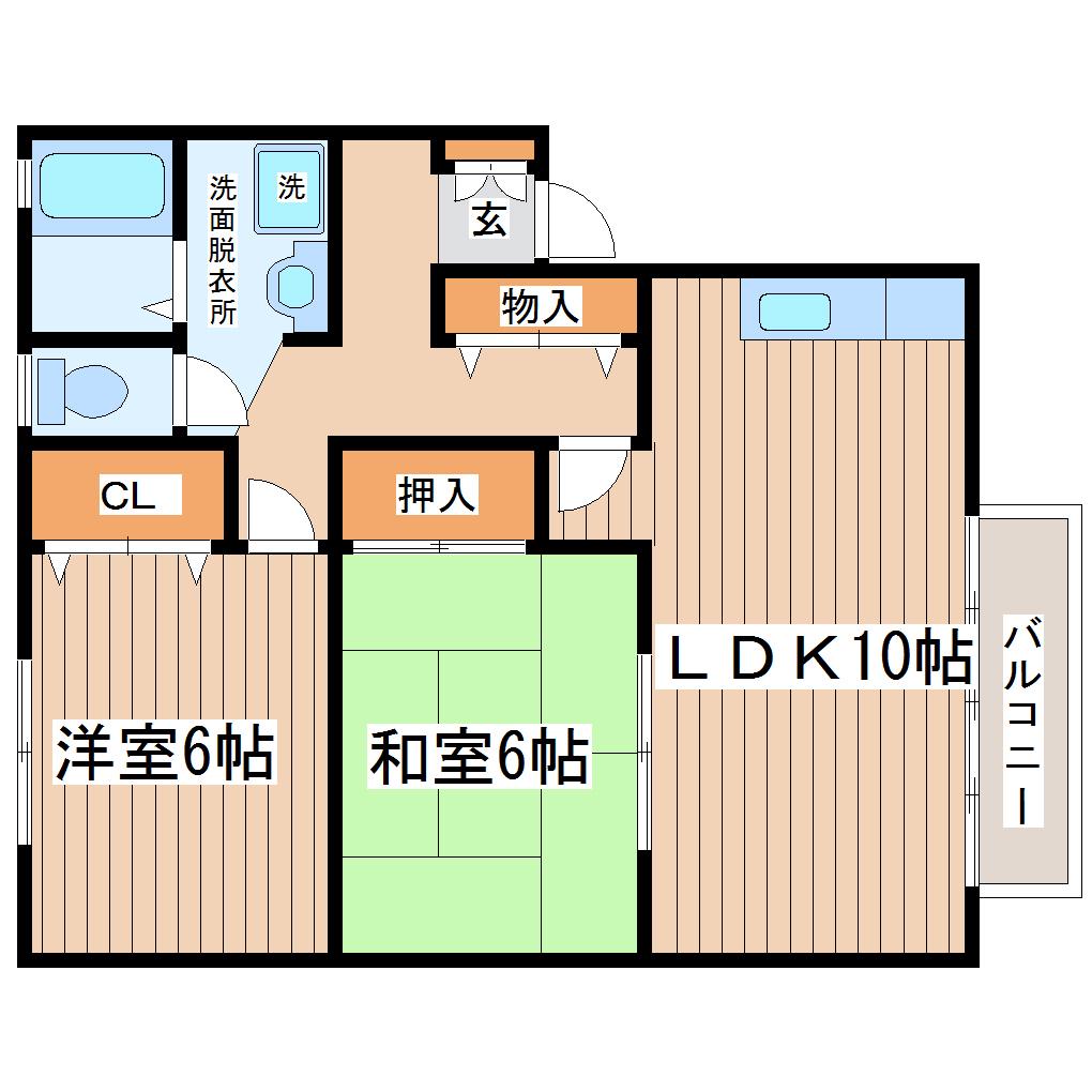 スプリングガーデンB(2LDK/1階)の間取り写真