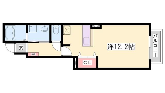 ウインド フィル(ワンルーム/1階)の間取り写真