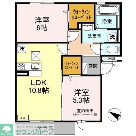 リヴェール(2LDK/1階)の間取り写真