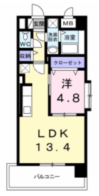 OSANPO上津(1LDK/4階)の間取り写真