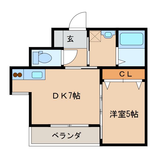 プルーンコーポ(1DK/3階)の間取り写真
