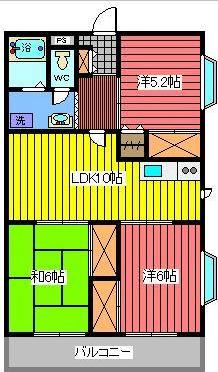 ゴールドマンション小熊PART1(3LDK/3階)の間取り写真