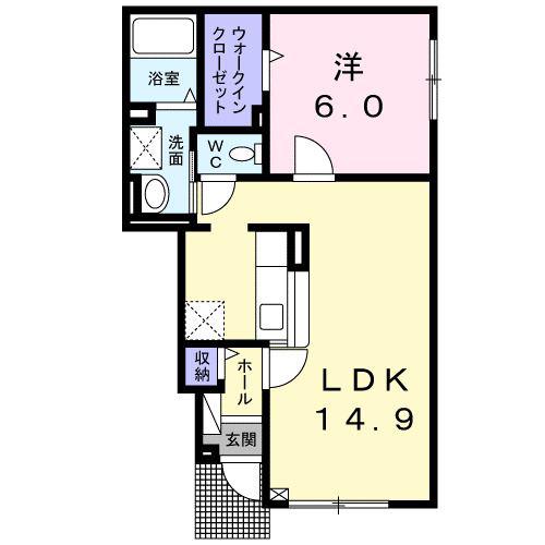 ベル・プロムナードIII(1LDK/1階)の間取り写真