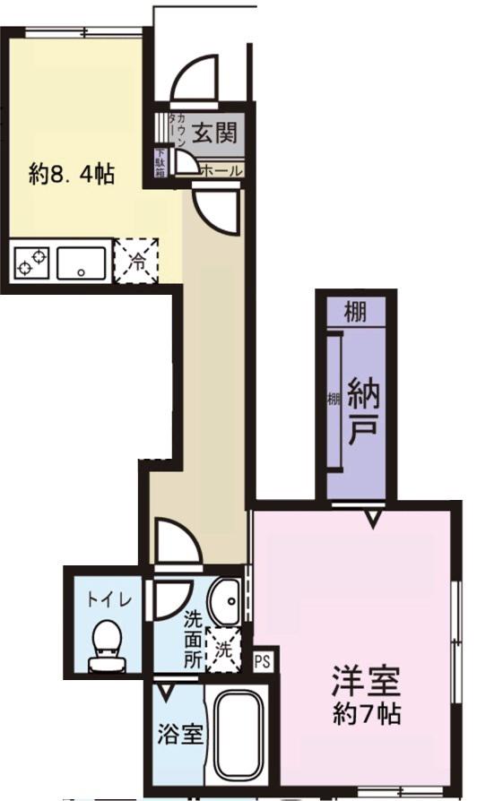 カンフルツリーハウス(1LDK/1階)の間取り写真