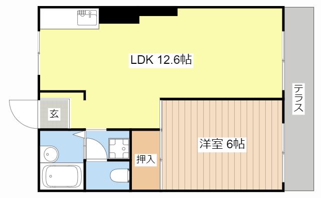 ハイスクエア湖南(1LDK/1階)の間取り写真