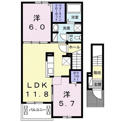フレンドシップいこのべ(2LDK/2階)の間取り写真