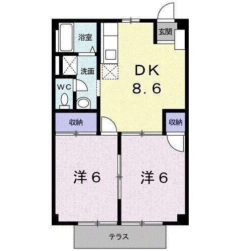 サンシップ(2DK/1階)の間取り写真