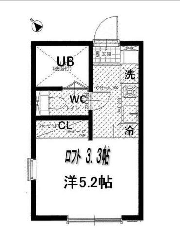 キーウエスト妙蓮寺(ワンルーム/2階)の間取り写真