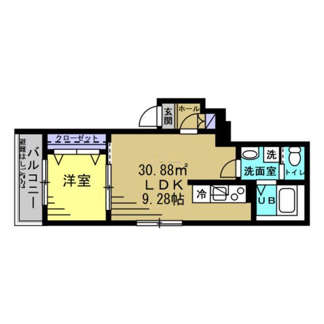 AJおおたかの森(1DK/3階)の間取り写真