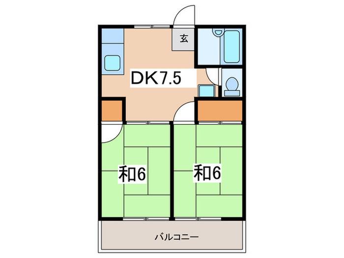 グリーンステイツ北野(2DK/1階)の間取り写真
