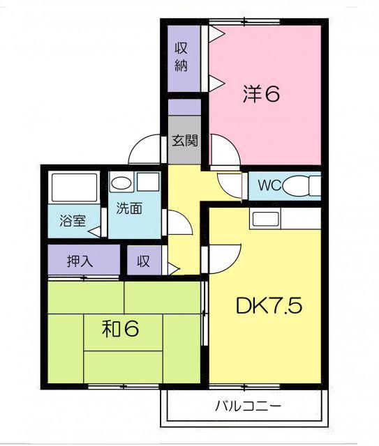 サンコート橋塚壱番館(2DK/2階)の間取り写真