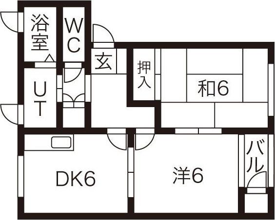 アドラシオンIIB棟(2DK/2階)の間取り写真
