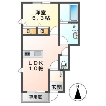 オリエントソレイユ5(1LDK/1階)の間取り写真