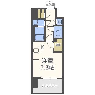 BLAU本町東(ワンルーム/13階)の間取り写真