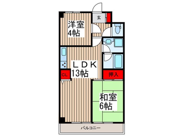 入間駅前第2ビル(2LDK/7階)の間取り写真