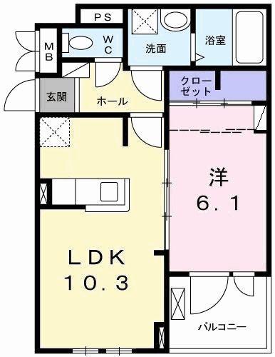 グランコート(1LDK/2階)の間取り写真