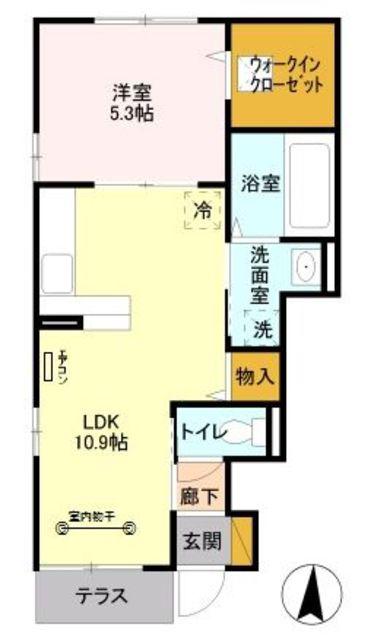 グレイン・ムーン(1LDK/1階)の間取り写真